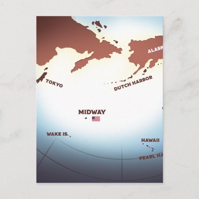 Midway Island vintage style WW2 map Postcard (Front)