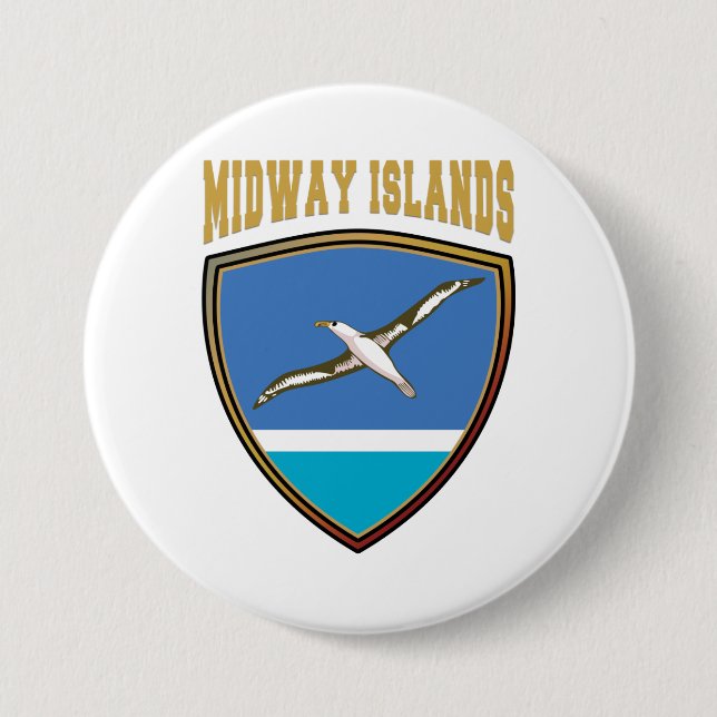Midway Islands Flag Shield Button (Front)