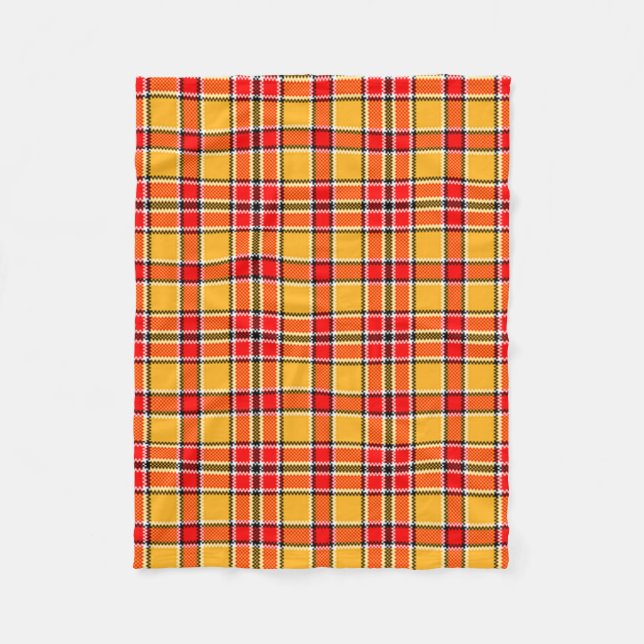 Midwest Bright Bold Red Yellow Plaid Fleece Blanket (Front)