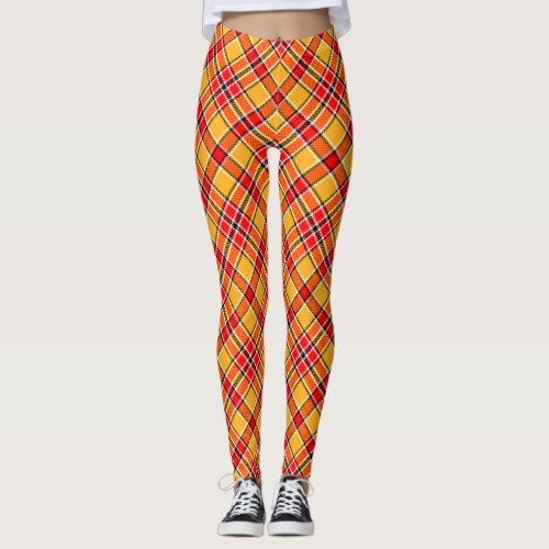 Midwest Bright Bold Red Yellow Plaid Leggings