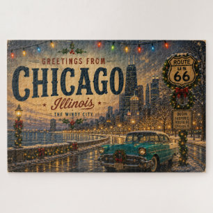 Midwest Windy City Route 66 Custom Sunset Jigsaw Puzzle