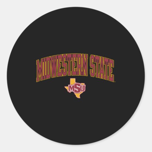 Midwestern State Mustangs Arch Over Classic Round Sticker