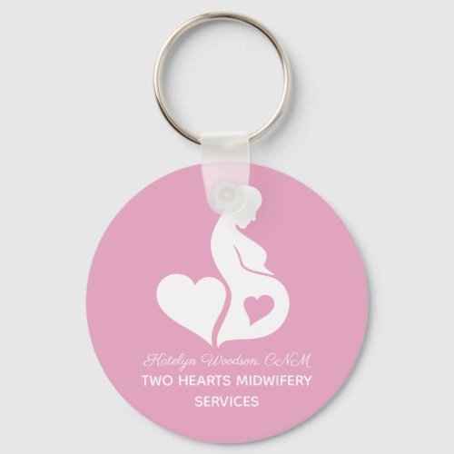 Midwife Beautiful Doula OBGYN Pink Personalized Keychain