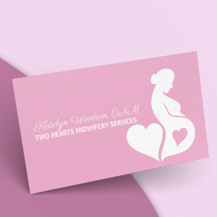 Midwife Beautiful Pregnancy Silhouette Pink Heart Business Card