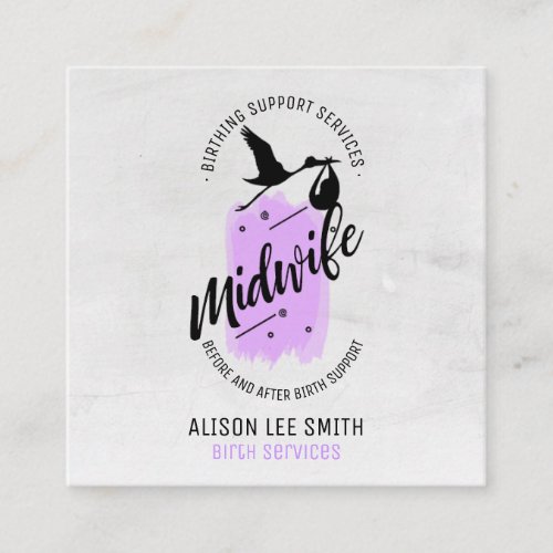 Midwife Birth Coach Services Square Business Card