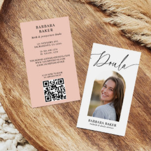 Midwife Birth Postpartum Doula Photo Arch QR CODE Business Card