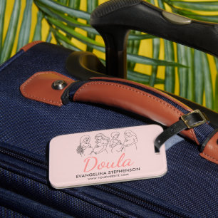 Midwife Blush Pink Birth Postpartum Line Art Doula Luggage Tag