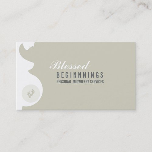 MIDWIFE BUSINESS CARD  pregnant belly baby feet