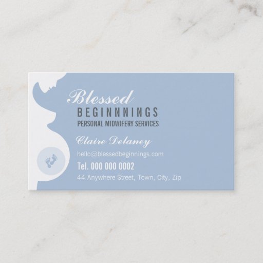 Customizable MIDWIFE BUSINESS CARD :: pregnant belly baby feet