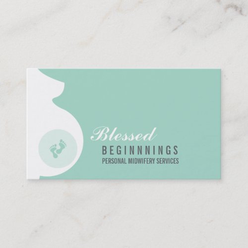 MIDWIFE BUSINESS CARD pregnant belly baby feet