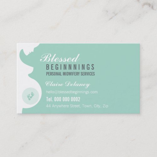MIDWIFE BUSINESS CARD :: pregnant belly baby feet