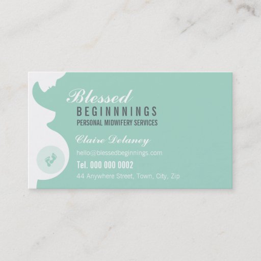 Customizable MIDWIFE BUSINESS CARD :: pregnant belly baby feet