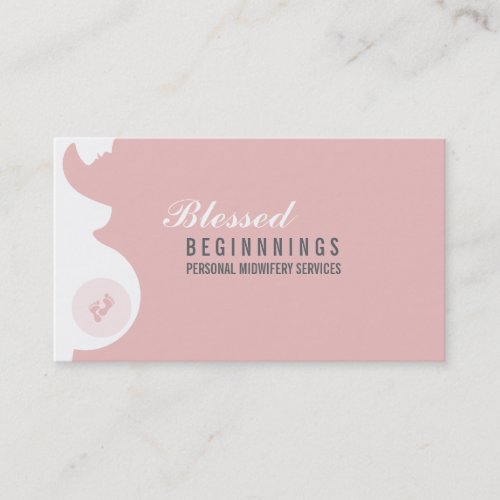MIDWIFE BUSINESS CARD  pregnant belly baby feet