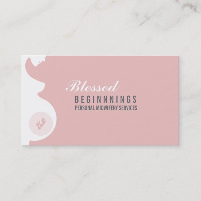 MIDWIFE BUSINESS CARD :: pregnant belly baby feet (Front)