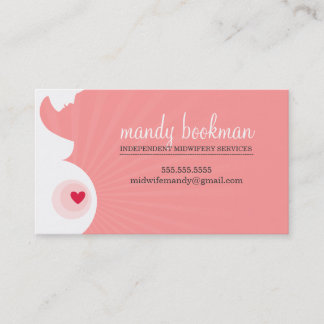 MIDWIFE CARD pregnant belly silhouette coral pink