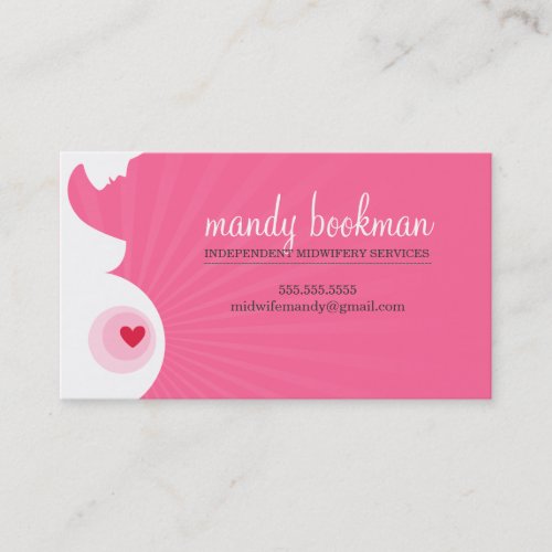 MIDWIFE CARD pregnant belly silhouette pink