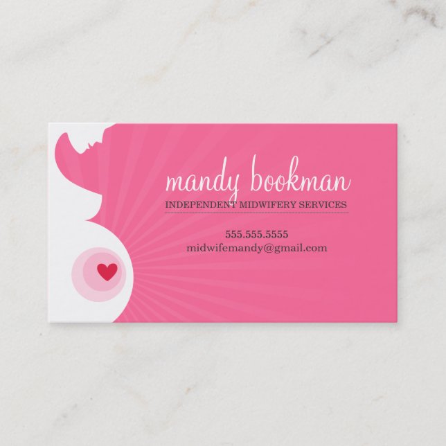 MIDWIFE CARD pregnant belly silhouette pink (Front)