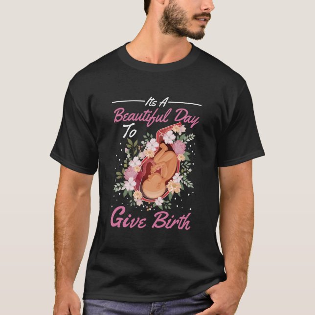 Midwife Cute Flowers Baby Catcher Doula T-Shirt (Front)