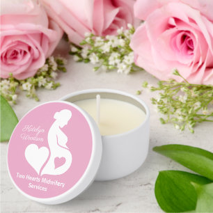 Midwife Doula Beautiful Customized Pink Mini Candle Favors
