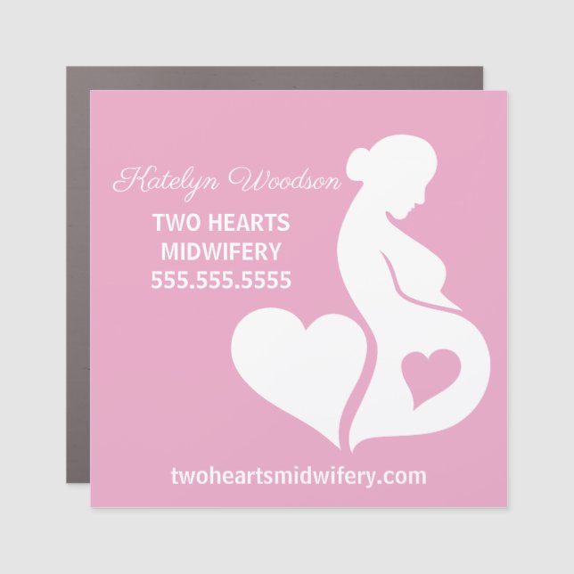 Midwife Doula Beautiful Pregnancy Business Pink Car Magnet (Front)