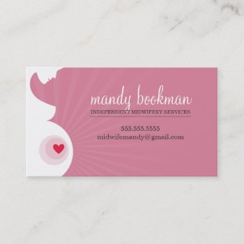 Midwife Doula Card Pregnant Belly Heart Rose Pink by edgeplus at Zazzle