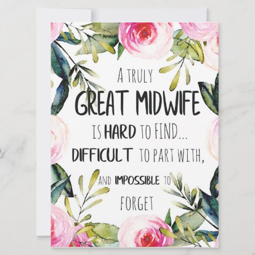 Midwife Doula Office Thank you Card Quote Gift