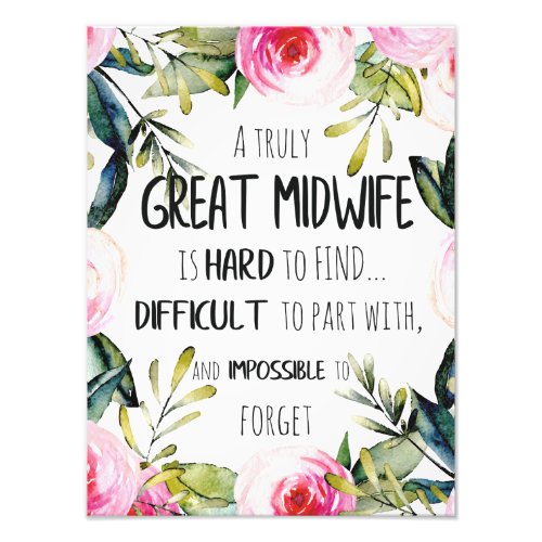 Midwife Doula Office Thank you Card Quote Gift Photo Print