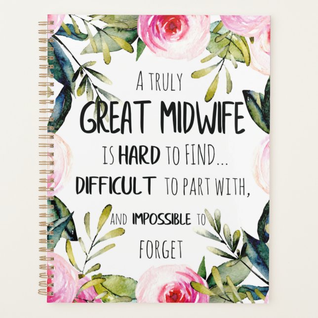 Midwife Doula Office Thank you Card Quote Gift Planner (Front)