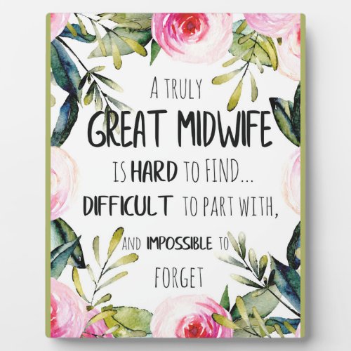 Midwife Doula Office Thank you Card Quote Gift Plaque