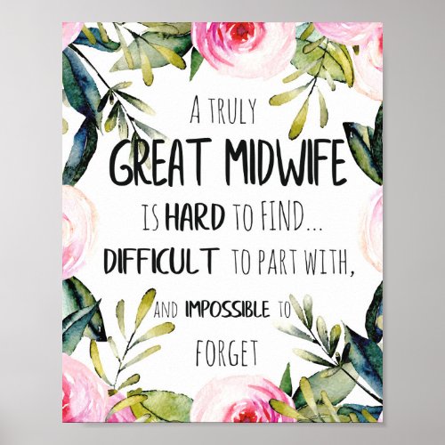 Midwife Doula Office Thank you Card Quote Gift Poster