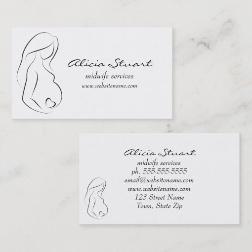 Midwife Doula Pregnant Woman Belly Heart Business Card Zazzle