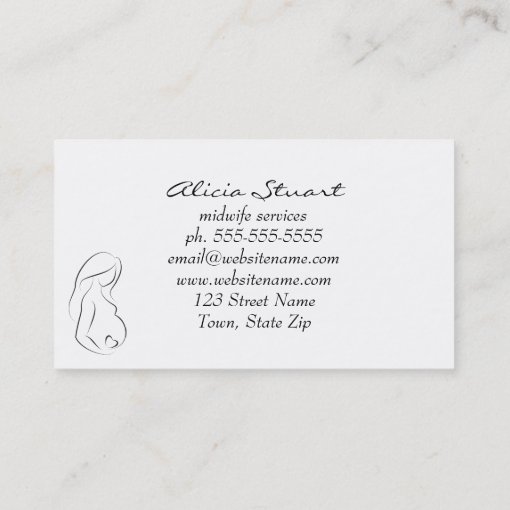 Midwife Doula Pregnant Woman Belly Heart Business Card Zazzle