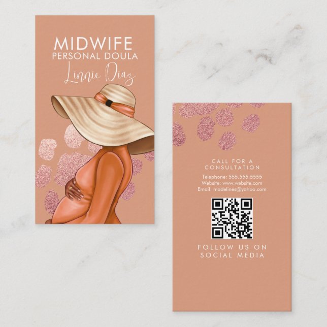 Midwife Doula Traveling  Nurse Pregnancy Business Card (Front/Back)