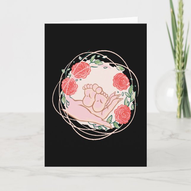 Midwife Gift Thank You Hand With Baby Feet Card (Front)