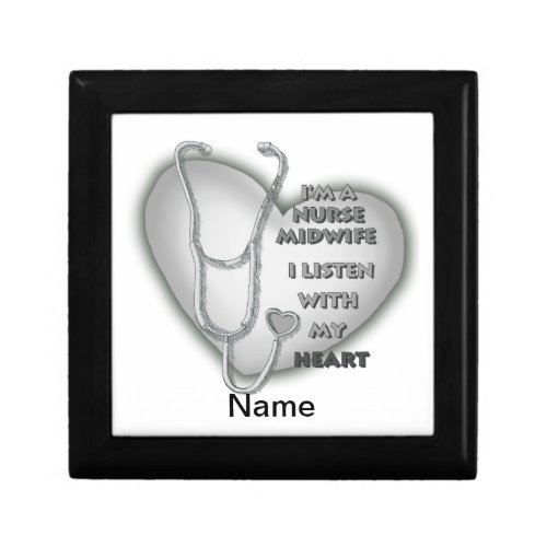 Midwife Nurse Gray Heart custom name Gift Box