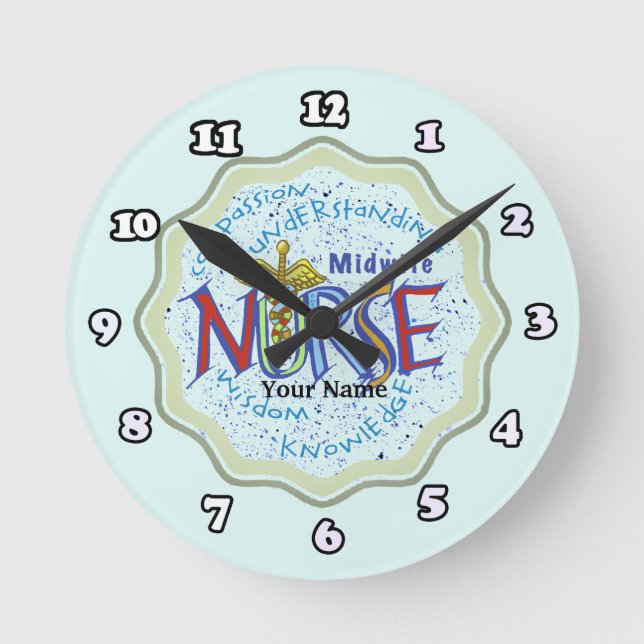 Midwife Nurse Motto Round Clock (Front)