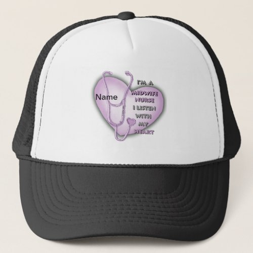 Midwife Nurse Purple Heart custom name hat