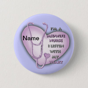 Midwife Nurse Purple Heart Pinback Button