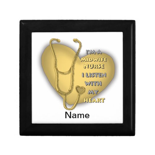 Midwife Nurse Yellow Heart  custom name Gift Box