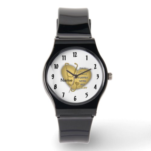 Midwife Nurse Yellow Heart custom name Watch