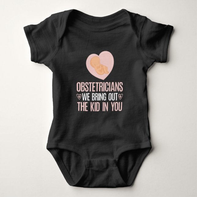 Midwife Obstetrician Obgyn Cute Baby Doula Baby Bodysuit (Front)