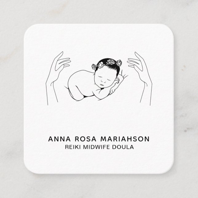 *~* Midwife Reiki Birth Coach Doula Birthing Square Business Card (Front)