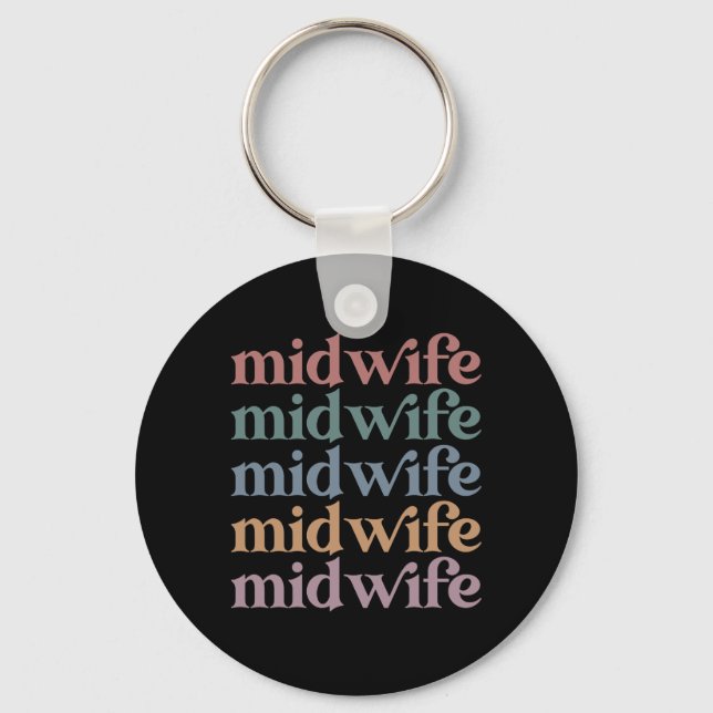 Midwife Retro Vintage Midwifery Gift Keychain (Front)