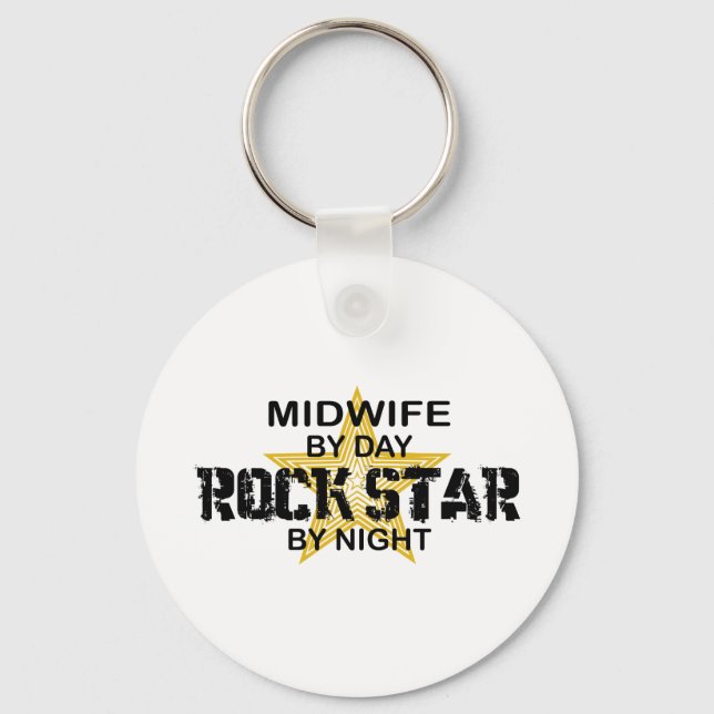 Midwife Rock Star by Night Keychain (Front)