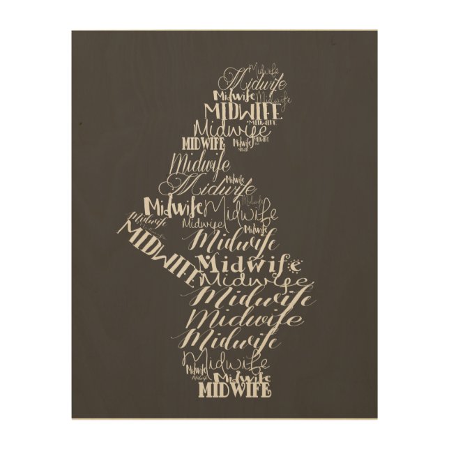 Midwife Silhouette Wood Wall Art (Front)