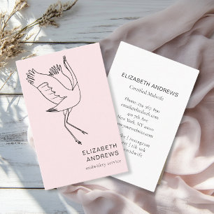 Midwife, Storch, Light-Pink Business Card