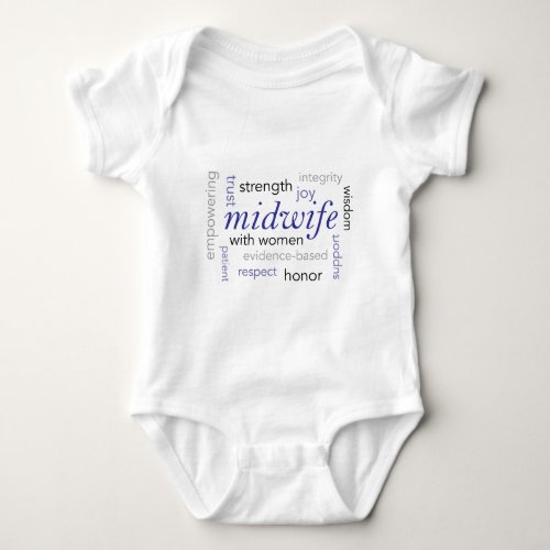 midwife word cloud baby bodysuit
