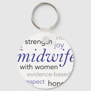 midwife word cloud keychain