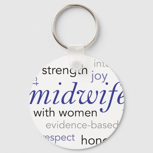 midwife word cloud keychain