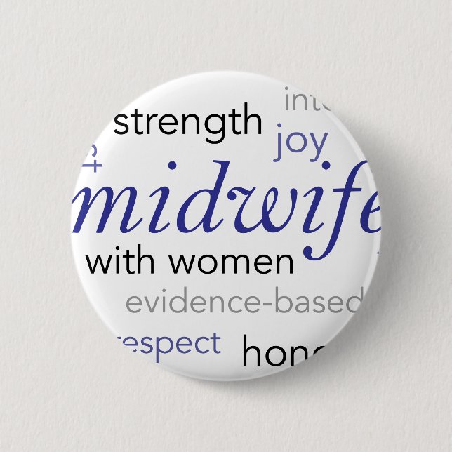 midwife word cloud pinback button (Front)